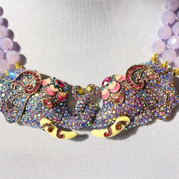 Heidi Daus Double Vision Crystal Beaded Elephant Necklace NWOT - Picture 9 of 13